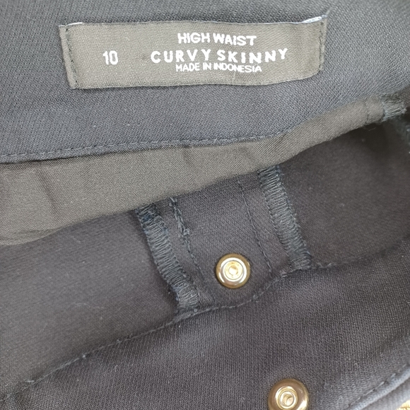 Loft High Waist Curvy Skinny Black Pants with Gold Button Accents - Picture 8 of 10